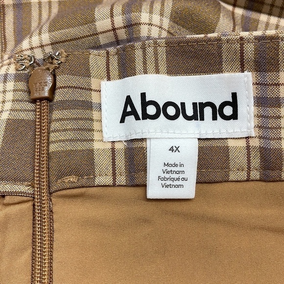☀️4X MULTI PLAID TAN BLUE Abound NWT Micro Mini Skirt School Academia Nordstrom - Picture 4 of 13